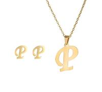 XXCLW Collier tendance en acier inoxydable avec initiale de l'alphabet 26 lettres anglaises et collier pour femme, taille unique, Agate