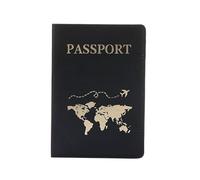 XXCLW Étui de passeport avec motif carte du monde - Avion simple - Pour femme et homme - Cadeau de mariage tendance, b noir, Taille unique
