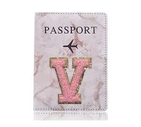 XXCLW Étui de protection tendance pour passeport - Motif lettre brodée - Portefeuille - En cuir synthétique - Unisexe, A 1485 (V), Taille unique