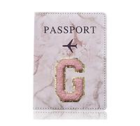 XXCLW Étui de protection tendance pour passeport - Motif lettre brodée - Portefeuille - En cuir synthétique - Unisexe, A 1470 (G), Taille unique