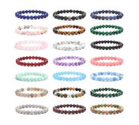 XXCLW Lot de 2 bracelets élastiques en perles de pierre naturelle pour homme et femme Améthystes Cristal Quartz Aigue-marine Jades Bijoux Agates, taille unique, Agate