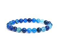 XXCLW Lot de 2 bracelets élastiques en perles de pierre naturelle pour homme et femme Améthystes Cristal Quartz Aigue-marine Jades Bijoux Agates, taille unique, Agate