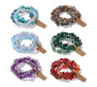 XXCLW Lot de 3 bracelets élastiques en pierre précieuse naturelle de 5 à 8 mm d'améthystes irrégulières aigue-marine pour homme et femme, taille unique, 19 cm de type 2, Agate