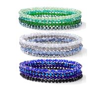 XXCLW Lot de 4 bracelets élastiques en perles de cristal brillantes de style bohème coloré à facettes pour femme, taille unique, 19 cm. N° 16, Agate