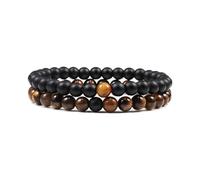 XXCLW Lot de bracelets de yoga en perles noires et blanches en pierre de lave naturelle œil de tigre pour homme et femme, taille unique, Agate