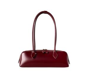 XXDML Sac Rectangulaire Long en Cuir Véritable, Sac à Épaule, 33x11cm | Un long sac à épaule rectangulaire en cuir véritable de vachette, 33 x 11 cm, avec fermeture à glissière et poche téléphone