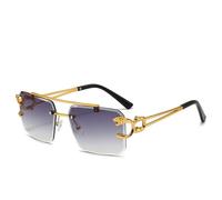 XXGJOALD Nouveau 2025 Lunettes de soleil de luxe carrées Lunettes de soleil Homme Femme Marque Designer Vintage Lunettes de soleil sans monture M Femme Mode Rétro Miroir Oculos De Sol, Dégradé de gris