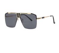 XXGJOALD Nouveau 2025 Lunettes de soleil Gradient Square Lunettes de soleil Hommes Femmes Vintage Oversize Lunettes de soleil sans bords pour femmes UV400, Or noir., Taille unique