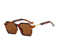XXGJOALD Nouveau 2025 Lunettes de soleil Mode Polygone Square Lunettes de soleil Femmes Rétro Couleur Jelly Nuances UV400 Hommes Tendance Bleu Rose Lunettes de soleil, Thé léopard, Taille unique