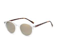 XXGJOALD Nouveau 2025 Lunettes de soleil mode rondes polarisées femmes lunettes de soleil rétro bleu vert UV400 hommes tendance punk rivet lunettes de soleil, Doré transparent, Taille unique