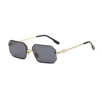 XXGJOALD Nouveau 2025 Lunettes de soleil pour homme Polygone Lunettes de soleil Uv400 Femmes Vintage Mode Lunettes de soleil carrées pour hommes Métal Vert Marron Bleu Femme, Or avec noir, Taille