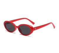 XXGJOALD Nouveau 2025 Lunettes de soleil Rétro Lunettes de soleil pour femmes Sexy Petit cadre ovale Lunettes de soleil Mode Extérieur Cyclisme Nuances Lunettes de soleil UV400, rouge et gris, Taille