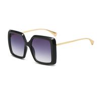 XXGJOALD Nouveau 2025 Lunettes de soleil surdimensionnées carrées double couleur dégradé vert jaune lunettes de soleil femmes lunettes de soleil mode UV400 punk hommes lunettes de soleil, Noir gris