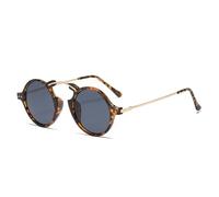 XXGJOALD Nouveau 2025 Lunettes de soleil Vintage Petites lunettes de soleil rondes Steampunk Hommes Luxe Punk Lunettes de soleil pour femmes, Tortoiseblack, Taille unique