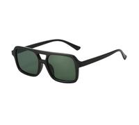 XXGJOALD Nouveau 2025 Lunettes de soleil Vintage Square Lunettes de soleil Femme Rétro Léopard Jaune Double Bridge Lunettes de soleil pour femme, Noir/vert, Taille unique