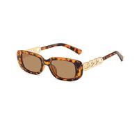 XXGJOALD Nouvelles lunettes de soleil 2025 en chaîne en métal pour femmes lunettes de soleil rectangulaires pour femmes (léopard), léopard, Taille unique