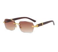 XXGJOALD Nouvelles lunettes de soleil 2025 petites lunettes de soleil rectangulaires hommes femmes classiques or noir lentilles métal carré vintage monture sport dropship eyewear UV400, B04 Tea