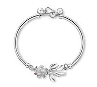 XXHNBF Bracelet pour Femme, Bracelet en Argent 925 for Femme, Motif Poisson Rouge sculpté à la Main, Bracelet d'amitié, Bijoux en Argent, Cadeaux