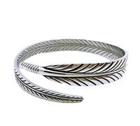 XXHNBF Bracelet pour Femme, Bracelet en Argent 925 for Femme, Style bohème Vintage, Manchette en Plumes, sculpté à la Main, Bijoux en Argent for Dames, Cadeau de Naissance