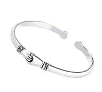 XXHNBF Bracelet pour Femme, Bracelet en Argent 925 for Femme, Style Vintage, Ajustable, sculpté à la Main, Bijou d'amitié, Bijou en Argent