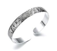 XXHNBF Bracelet pour Femme, Bracelet Manchette Vintage en Argent 925 for Femme, Bijou en Argent avec Fleur de, Cadeau d'anniversaire