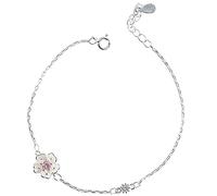 XXHNBF Bracelet pour Femme, Bracelet réglable en Argent 925 for Femme, Motif Fleurs de Cerisier, Bijou Tendance en Argent