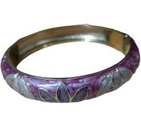 XXHNBF Bracelet pour Femme, Bracelet rétro en émail avec Fleurs de trèfle, Manchette articulée for Femme, Artisanat Traditionnel Chinois(Purple)