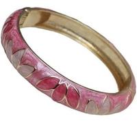XXHNBF Bracelet pour Femme, Bracelet rétro en émail avec Fleurs de trèfle, Manchette articulée for Femme, Artisanat Traditionnel Chinois(Pink)