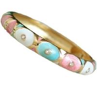 XXHNBF Bracelet pour Femme, Bracelets Classiques Uniques en émail de Couleur Circulaire for Femmes, Accessoires artisanaux Traditionnels Ethniques, Bracelets Chinois(White)
