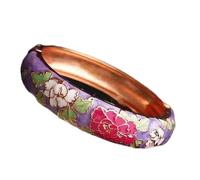 XXHNBF Bracelet pour femme, bracelets de fleurs avec émail cloisonné multicolore, filigrane, style traditionnel chinois, faits à la main, accessoires bijoux, cadeaux, One Size, Bois d'agar