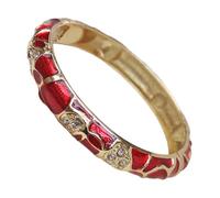 XXHNBF Bracelet pour Femme, Bracelets joncs géométriques en émail cloisonné et Strass Multicolores for Femmes, Style Ethnique Chinois, Bijoux artisanaux Traditionnels, Accessoires Cadeaux(Red)