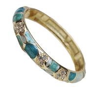 XXHNBF Bracelet pour Femme, Bracelets joncs géométriques en émail cloisonné et Strass Multicolores for Femmes, Style Ethnique Chinois, Bijoux artisanaux Traditionnels, Accessoires Cadeaux(Blue Green)