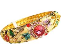 XXHNBF Bracelet pour Femme, Bracelets Papillon ajourés en Strass, Bijoux ovales Vintage en émail, Bijoux Haut de Gamme, dorés, charnière, for Femmes(Multicolor)
