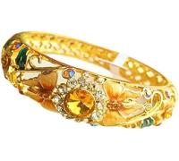 XXHNBF Bracelet pour Femme, Bracelets Papillon ajourés en Strass, Bijoux ovales Vintage en émail, Bijoux Haut de Gamme, dorés, charnière, for Femmes(Gold)