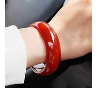 XXHNBF Bracelet pour femme, Jade Bracelet, Chinese Bracelet, Nature Agate Jade Light Red Nice Women's Bangle Bracelets with Box,(60mm)
