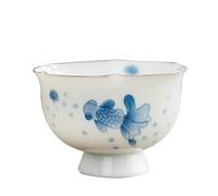 XXHNBF Service à thé Service à thé Chinois, Tasse à thé en Porcelaine Bleue et Blanche Peinte la Main de 110 ML, gobelet céramique, Tasses Expresso, vin, café(Blue and White Fish)