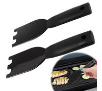 XXHUO Lot de 2 grattoirs pour barbecue George Foreman - Grattoirs d'intérieur pour barbecue avec rainures - Grattoir alimentaire - Prise en main confortable - Résistant à la chaleur - Outils de