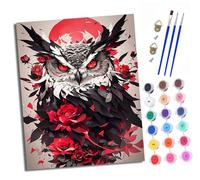 XXHXIE Peinture par Numéros pour Adulte Des roses entourant un hibou Kits de Peinture au Numéro avec pinceaux de Dessin de Pigment Acrylique Décoration de la Maison 40x50 cm Avec cadre