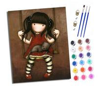 XXHXIE Peinture par Numéros pour Adulte DIY Peinture Acrylique pour Adultes fille assise sur une balançoire débutants Facile sur Toile 40×50 cm avec peintures et pinceaux Flower Town(sans Cadre)