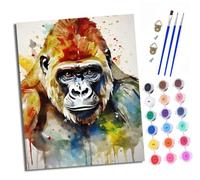 XXHXIE Peinture par Numéros pour Adulte DIY Peinture Acrylique pour Adultes Gorille de style éclaboussé d'encre débutants Facile sur Toile 40×50 cm avec peintures et pinceaux(Avec cadre)