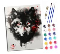 XXHXIE Peinture par Numéros pour Adulte DIY Peinture Acrylique pour Adultes La sauvagerie et la force du loup débutants Facile sur Toile 40×50 cm avec peintures et pinceaux(Avec cadre)