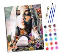 XXHXIE Peinture par Numéros pour Adulte DIY Peinture Acrylique pour Adultes Portrait d'une femme avec des fleurs débutants Facile sur Toile 40×50 cm avec peintures et pinceaux Flower Town(sans Cadre)