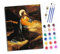 XXHXIE Peinture par Numéros pour Adulte Jésus du christianisme DIY Peinture Acrylique pour Adultes débutants Facile sur Toile 40×50 cm avec peintures et pinceaux (sans Cadre)