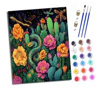 XXHXIE Peinture par Numéros pour Adulte L'ombre d'un serpent de fleur parmi les fleurs DIY Peinture Acrylique pour Adultes débutants Facile sur Toile 40×50 cm avec peintures et pinceaux (sans Cadre)