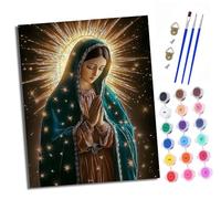 XXHXIE Peinture par Numéros pour Adulte Madone lumineuse DIY Peinture Acrylique pour Adultes débutants Facile sur Toile 40×50 cm avec peintures et pinceaux (sans Cadre)