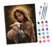 XXHXIE Peinture par Numéros pour Adulte Madone tenant un mouton Kits de Peinture au Numéro avec pinceaux Peinture de Dessin de Pigment Acrylique Décoration de la Maison 40x50 cm