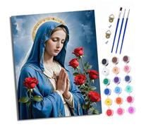 XXHXIE Peinture par Numéros pour Adulte Notre-Dame du Rosaire Rouge DIY Peinture Acrylique pour Adultes débutants Facile sur Toile 40×50 cm avec peintures et pinceaux (sans Cadre)
