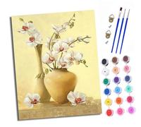 XXHXIE Peinture par Numéros pour Adulte orchidées dans un vase Kits de Peinture au Numéro avec pinceaux Peinture de Dessin de Pigment Acrylique pour Décoration de la Maison 40x50 cm