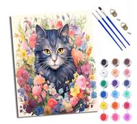 XXHXIE Peinture par Numéros pour Adulte Peinture par Numero pour et Adulte Bichon frisé avec des fleurs et des papillons DIY Acrylique Débutants Facile sur Toile Peintures et Pinceaux