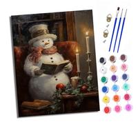 XXHXIE Peinture par Numéros pour Adulte Peinture par Numero pour et Adulte Bonhomme de neige en train de lire DIY Acrylique Débutants Facile sur Toile Peintures et Pinceaux （Avec cadre）